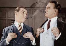 Two Snobby Men with Cigars Too Cool for Online Voice Over Casting Sites